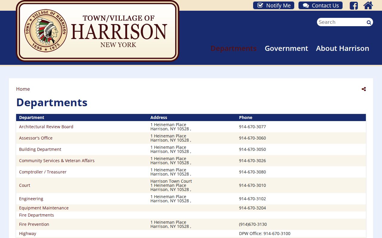 Harrison residents directory municipal office map