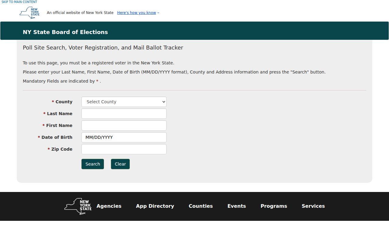 Harrison residents directory New York voter lookup fields